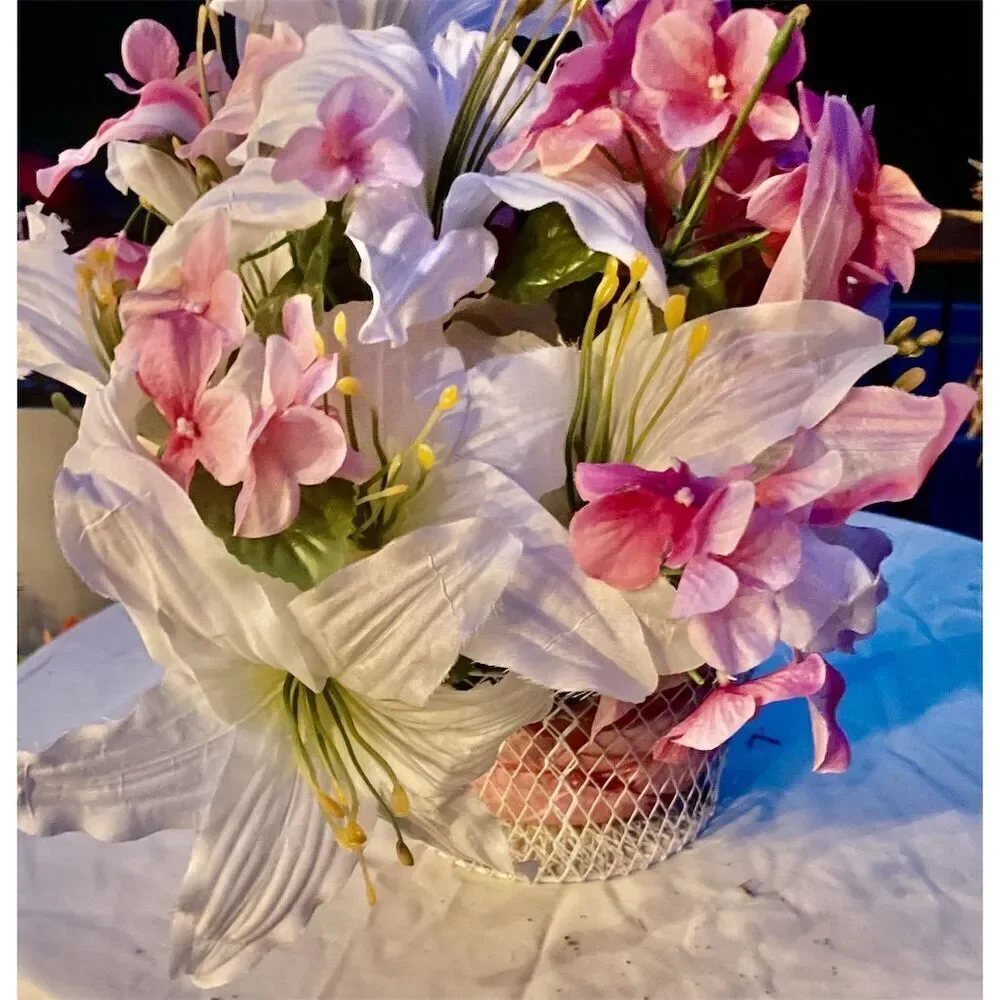 Please read! Artificial Lily & Orchid Flower Arrangement Multicolor Centerpiece